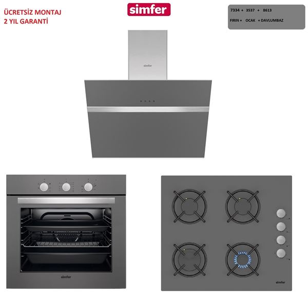 simfer cinar ankastre set antrasit 7334 3537 8613 nurkan spot toptan satis