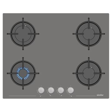 Resim Simfer 3656-4G 65 cm Gri Cam Ankastre Ocak – Şıklık ve Güvenlik Bir Arada