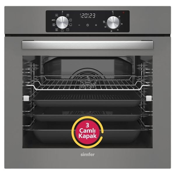 resm SİMFER 8213 AİRFRY SİLVER 10 FONKSİYON ANKASTRE FIRIN