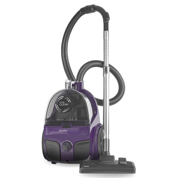 Simfer 6303 Hyper Clean toz torbasız süpürge mor 800W HEPA 12 2,5L hazne