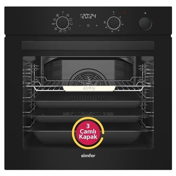 Resim SİMFER 8244 SİYAH- BUHARLI AİRFRY ANK. FIRIN