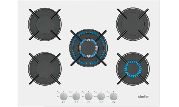 resm SİMFER 3751 70 CM.4+1 WOKLU BEYAZ CAM ANK. OCAK