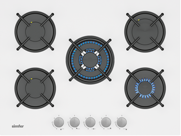 Simfer 3751 cam ankastre ocak – 70cm genişlik