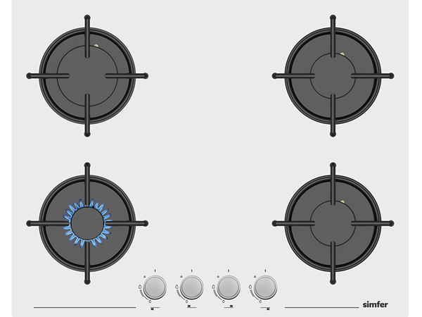 Simfer 3654 Beyaz Cam Ankastre Ocak ön görünüm