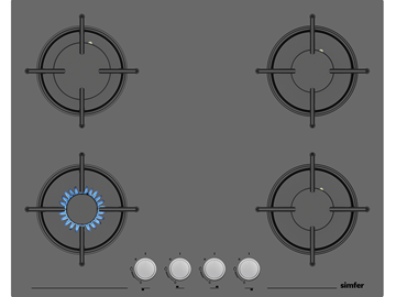simfer 3655 ankastre gri cam ocak