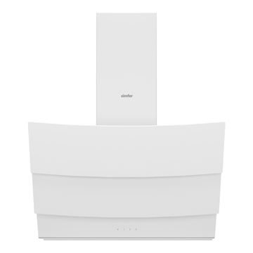 Simfer 8707 Beyaz Eğik Dokunmatik Cam Davlumbaz – Modern tasarım