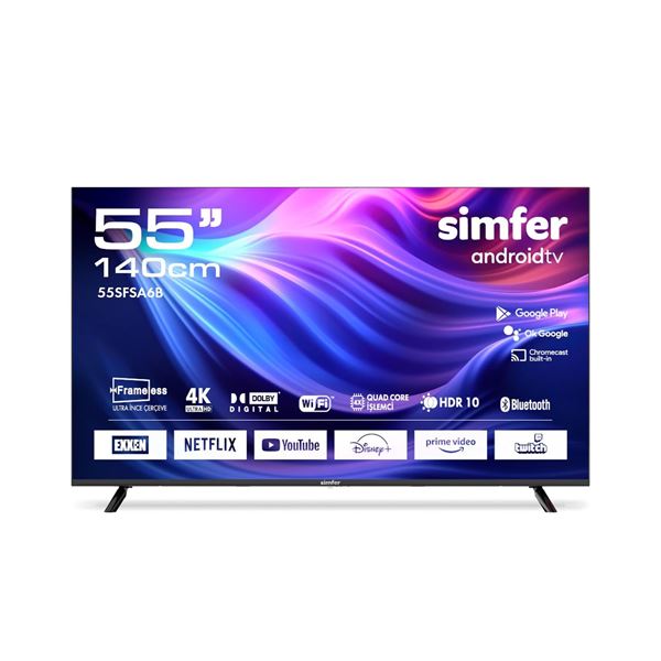 Simfer 55SFSA6B 55'' 4K UHD Android Smart LED TV ön görünüm
